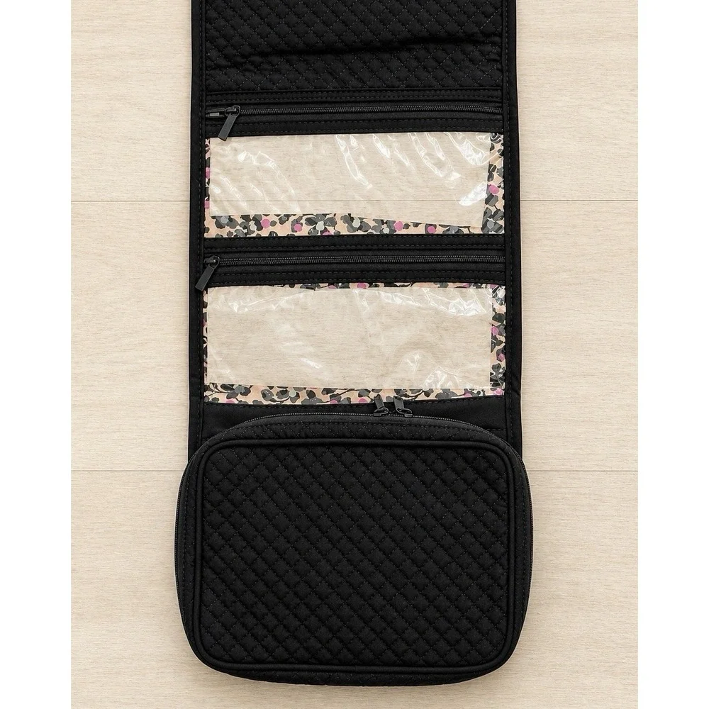 Vera Bradley Microfiber Compact Hanging Travel Organizer Black NWT Toiletry Case